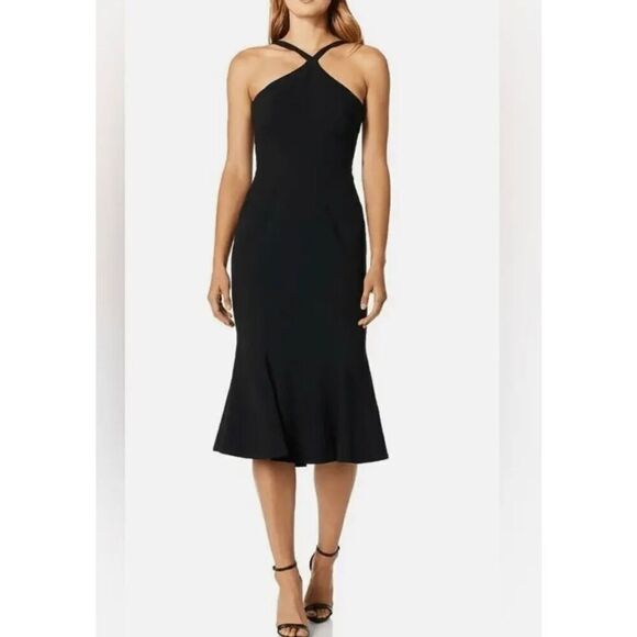 Dress the Population Tessa Crepe Mermaid Midi Dress In Black - Picture 4 of 14